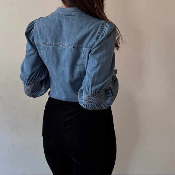 VERONICA BEARD Dalton Gathered Denim Shirt, Button Down, Long Sleeve, Size 2 - Picture 3 of 11